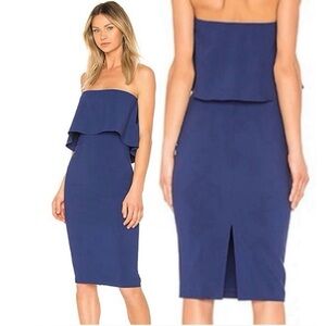 Likely Driggs Midi Dress Blueprint Blue Size 4 Strapless NWOT